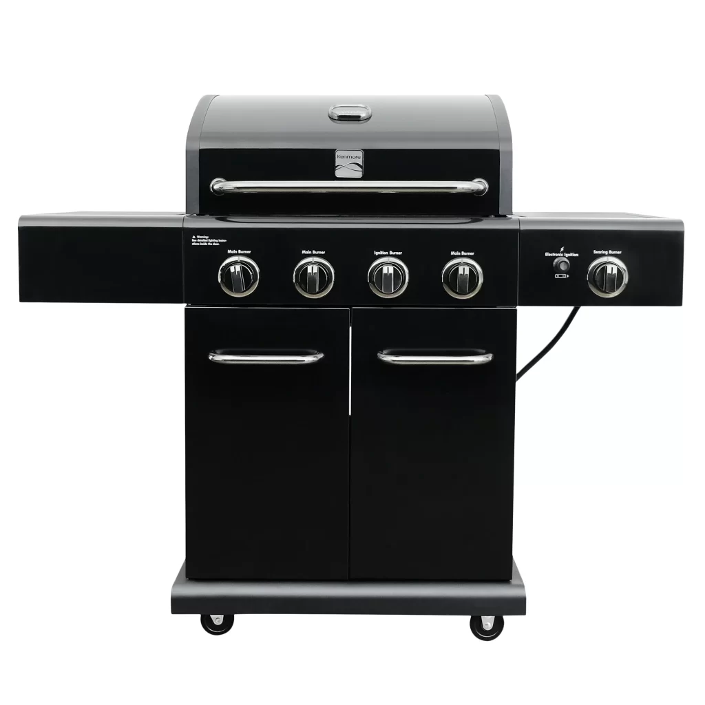 Kenmo cipre 4-Burner Propane Gas Grill with Searing Side Burner in Black with Black Chrome Accent