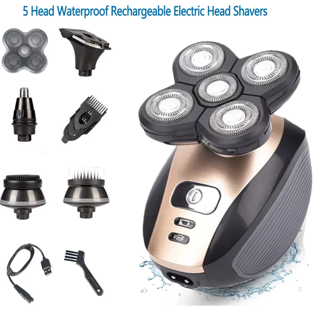 5 Head Waterproof Electric Razor For Men Electric Shaver Beard Hair Trimmer Men Bald Eagle Remover,Head Shavers For Men,Wet/Dry Mens Grooming Kit with Beard Clippers Nose Trimmer cipads freeads