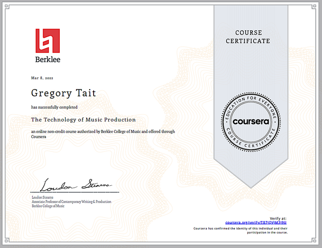 The Technology of Music Production Certification By Berklee Online At Cousera.com Review cipads freeads