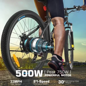 Gocio 27.5 Electric Bike, Peak 750W Electric Bike for Adults, 22mph Electric Mountain Bicycles, 48V 10.4Ah Battery Ebike UL 2849, Aluminum Alloy, Lockable Suspension Fork, Shimano 21 Speed cipads freeads