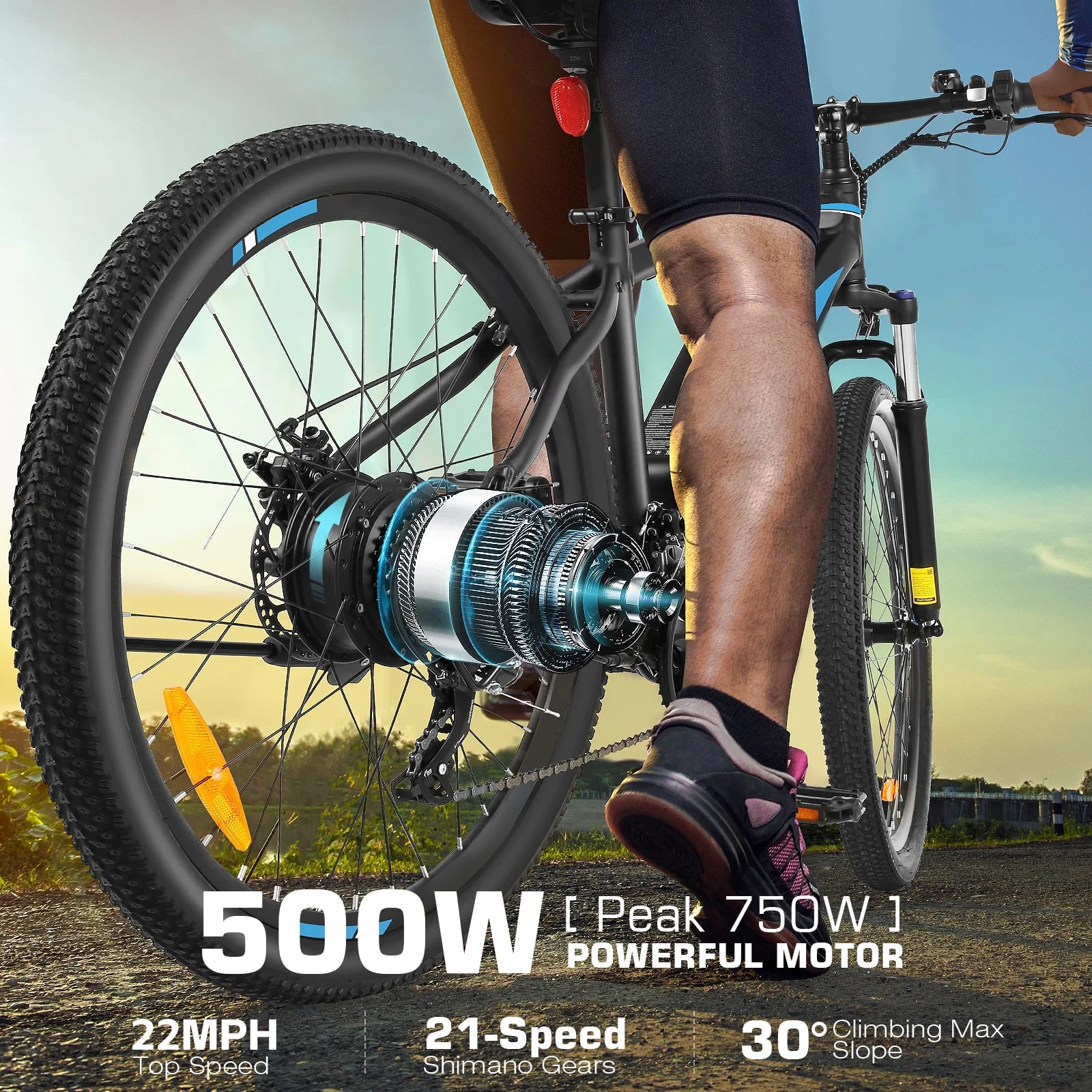 Gocio 27.5″ Electric Bike, Peak 750W Electric Bike for Adults, 22mph Electric Mountain Bicycles, 48V 10.4Ah Battery Ebike UL 2849, Aluminum Alloy, Lockable Suspension Fork, Shimano 21 Speed Near Me