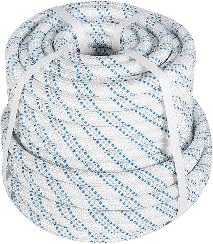 5/8 in 150 FT Braided Rigging Rope 11000 LBS Breaking Strength High Force Polyester Arborist Rope Suitable for Swing Camping Tree Work White Grey Blue cipads freeads