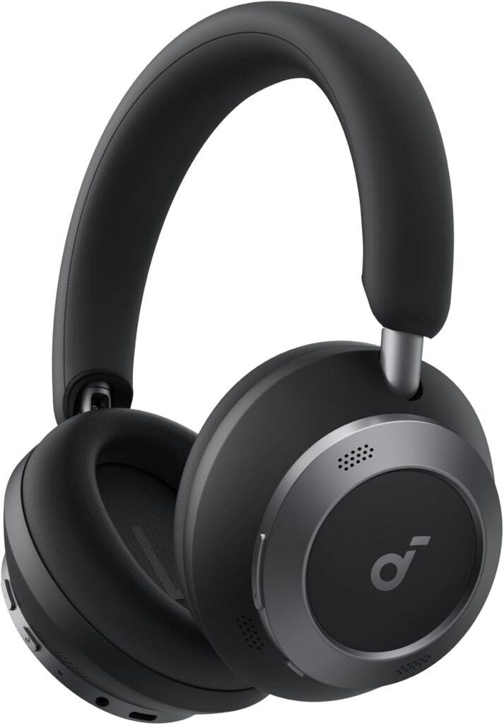 Soundcore Space One Pro, FlexiCurve Over-Ear Headphone, Adaptive Active Noise Cancelling Headphones Driven by 6 Mics, 60H Lossless Audio, Ultra-Fast Charging, Hi-Res Wireless, Comfortable Fit cipads freeads