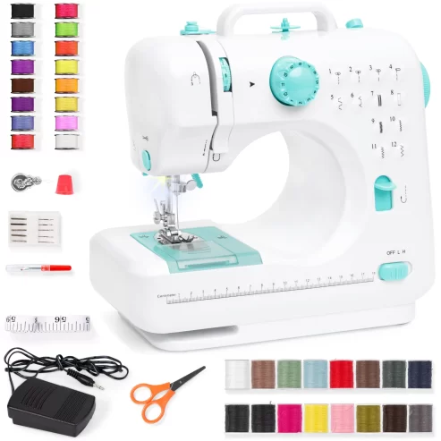 Best Choice Products 6V Portable Sewing Machine, 42-Piece Beginners Kit w/ 12 Stitch Patterns – Teal