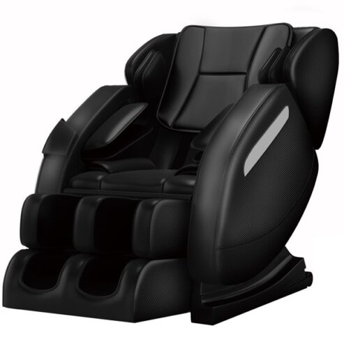 Real Relax Massage Chair, Full Body Recliner with Zero Gravity Chair, Air Pressure, Bluetooth, Heat and Foot Roller Included, Black