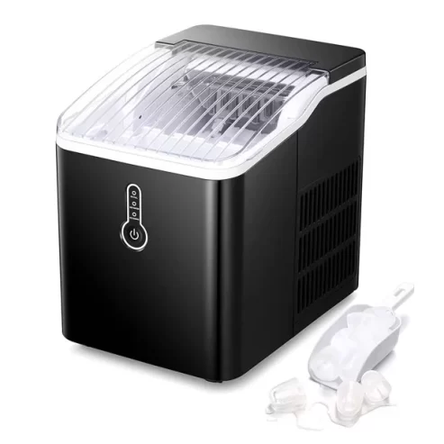 ZAFRO Countertop Ice Maker Machine, Portable Compact Ice Cube Maker with Ice Scoop & Basket, 26Lbs/24H Ice Machine for Home/Kitchen/Office/Bar, Black