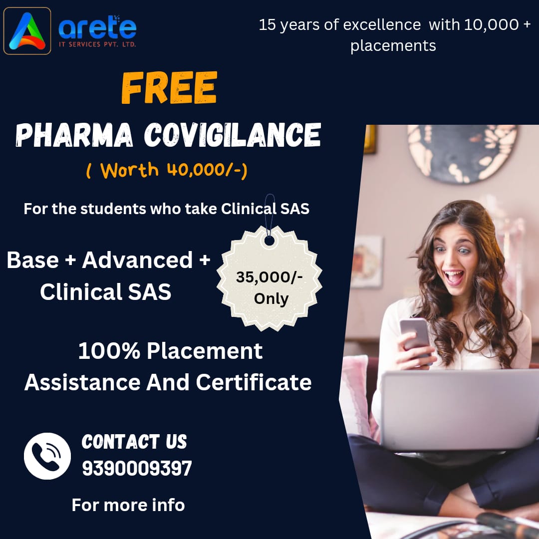 Clinical SAS along with pharmacoviglance training and placement assistance in annatapur