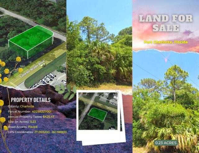 Have one to sell? Sell now 0.23-Acre Lot in Port Charlotte, FL – Seller Financing! $4,600 down only $476 mo