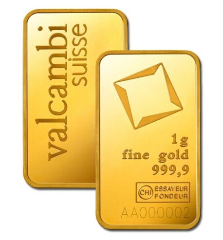 1 Gram Valcambi Suisse .9999 Fine Gold Bar in Assay