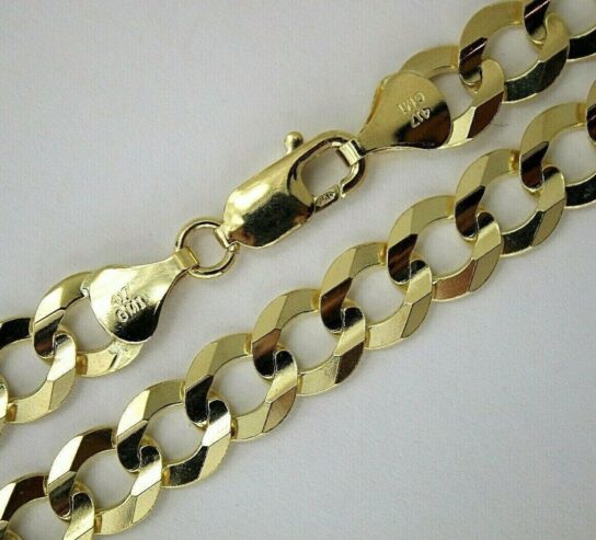 10K Solid Gold Cuban Link Chain Necklace Bracelet for Men Women 2mm~14mm 7″~30″