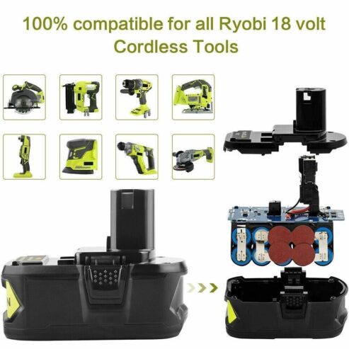 12.0Ah Battery Pack & charger For RYOBI P108 18V 9Ah High Capacity Lithium-ion