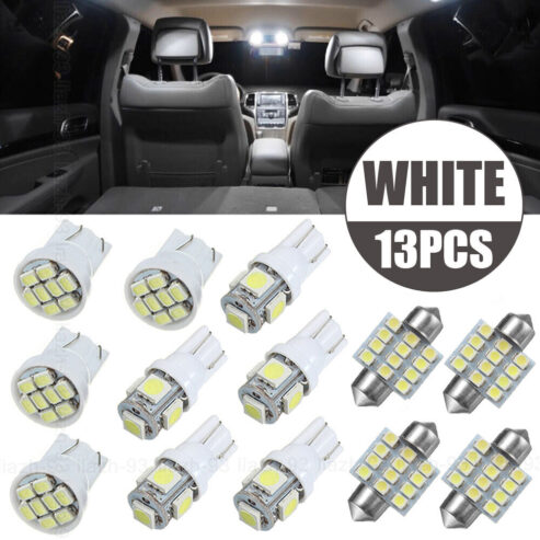 13Pcs Car Interior Parts LED Lights Kit For Dome License Plate Lamp Bulb White