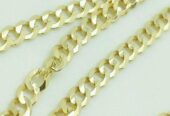 18K Solid Gold Cuban Chain Necklace Men Women 16″ 18″ 20″ 22″ 24″ 26″ 30″