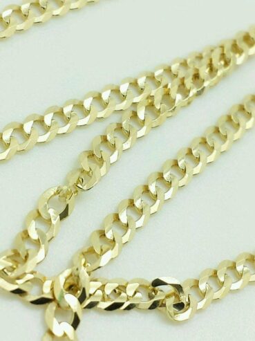 18K Solid Gold Cuban Chain Necklace Men Women 16″ 18″ 20″ 22″ 24″ 26″ 30″