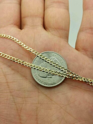 18K Solid Gold Cuban Chain Necklace Men Women 16″ 18″ 20″ 22″ 24″ 26″ 30″