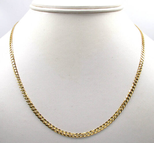 18K Solid Gold Cuban Link Chain Necklace Men Women 2.5mm 16″ 18″ 20″ 22″ 24″ 30″