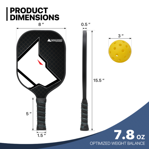 2 Player[PICKLEBALL PADDLES SET]Carbon Fiber Racket+4 Durable Balls+Storage Bag