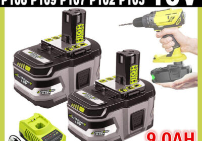 2PACK-Battery-charger-For-RYOBI-P108-18V-9Ah-8AH-High-Capacity-Lithium-ion-cipads-freeads