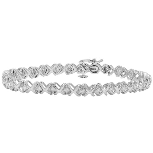 AGS Certified 1ct tw REAL Diamond Tennis Bracelet in 10K White Gold 7 inch