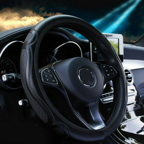 Auto parts black leather car steering wheel cover breathable non-slip accessories