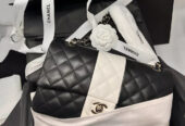 CHANEL Medium Classic Flap Bag LGHW Black & White Limited Ed. 22C RARE