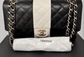 CHANEL Medium Classic Flap Bag LGHW Black & White Limited Ed. 22C RARE