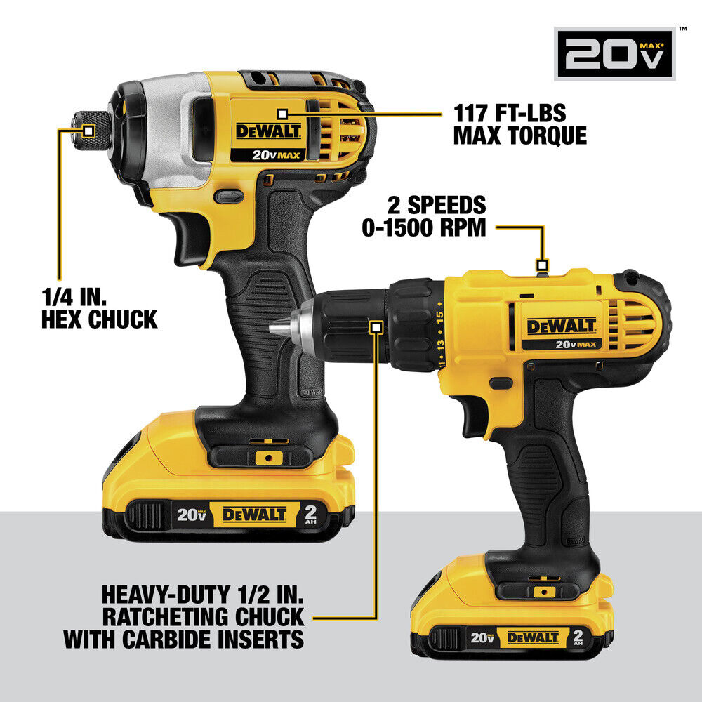 DEWALT DCK1020D2 10-Tool Combo Kit – 20V MAX w/ (2) 2Ah Batteries New