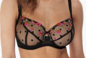 Freya Awakening Bra Black Size 30F Underwired Plunge Balcony Sheer Mesh 5331 New