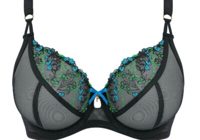 Freya-Show-Off-Bra-Black-Floral-Size-38H-Underwired-Plunge-Sheer-Mesh-401602-New-cipads-freeads