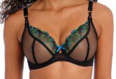 Freya Show Off Bra Black Floral Size 38H Underwired Plunge Sheer Mesh 401602 New