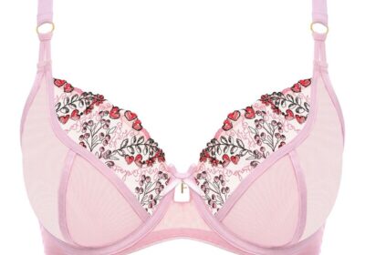 Freya-Show-Off-Bra-Pink-Floral-Size-30F-Underwired-Plunge-Sheer-Mesh-401602-New-cipads-freeads