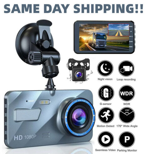 HD 1080P Car Dual Lens Dash Cam 4″ DVR Recorder Front & Rear Camera Night Vision