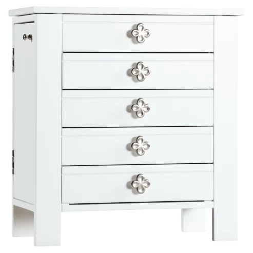 Hives and Honey Emma Jewelry Chest Organizer for Women, Jewelry Box with Mirror, White