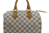 LOUIS VUITTON Speedy 25 Damier Azur Shoulder Bag White