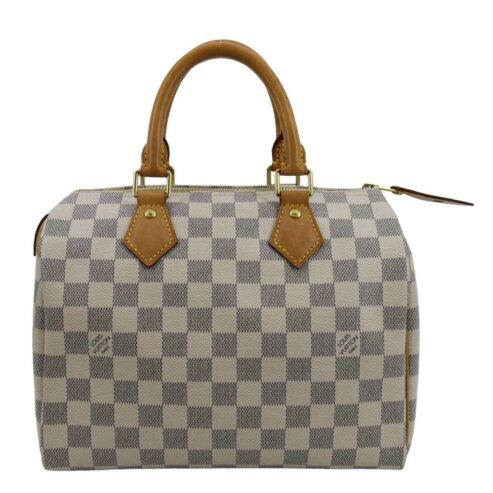 LOUIS VUITTON Speedy 25 Damier Azur Shoulder Bag White