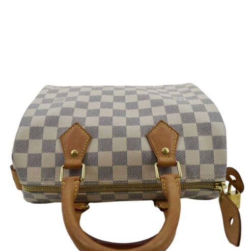 LOUIS VUITTON Speedy 25 Damier Azur Shoulder Bag White