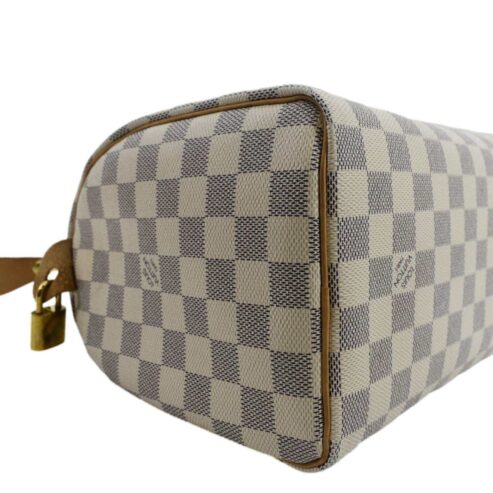 LOUIS VUITTON Speedy 25 Damier Azur Shoulder Bag White