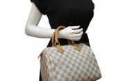 LOUIS VUITTON Speedy 25 Damier Azur Shoulder Bag White