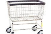 Large Capacity Rolling Laundry Cart/Chrome Basket on Wheels R&B Wire 200F