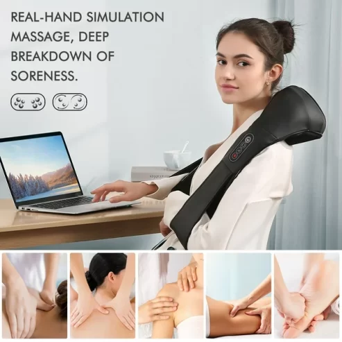 MARNUR Neck and Shoulder Massager, 3D Deep Tissue Kneading Shiatsu Massager with Heat