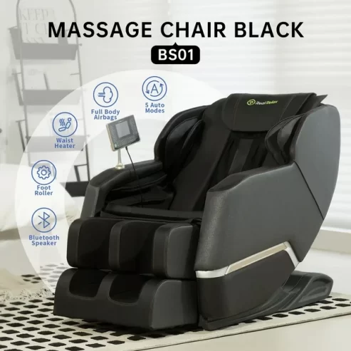 Real Relax Full Body Zero Gravity Shiatsu Recliner Electric Massage Chair, Black