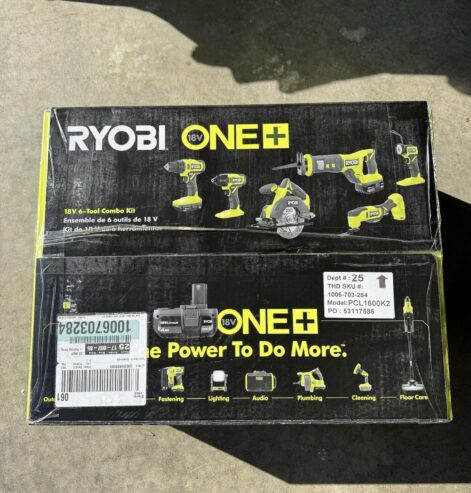 Ryobi ONE+ 18V Cordless 6-Tool Combo Set (PCL1600K2)