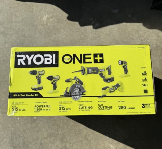 Ryobi ONE+ 18V Cordless 6-Tool Combo Set (PCL1600K2)