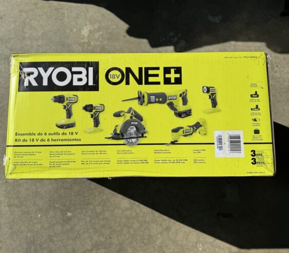 Ryobi ONE+ 18V Cordless 6-Tool Combo Set (PCL1600K2)