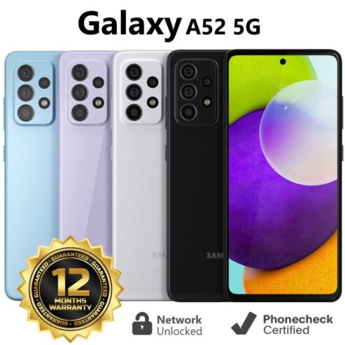 Samsung Galaxy A52 5G – 128GB – SM-A526U (Unlocked) (Single SIM) – Good