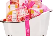 Spa Gift Baskets for Women, 9 Pcs Rose Bath Gift Kits, Christmas Gifts Holiday Beauty Body Care Gifts Set