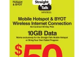 Straight Talk $50 Mobile Hotspot & BYOT Wireless Internet Connection 10GB Data 60-Day Prepaid Plan Direct Top Up