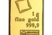 1 Gram Fine Gold Bar – Assayed .9999 Pure Fine Bullion – Random Mint/Make