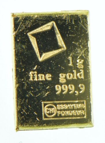 1 Gram Fine Gold Bar – Assayed .9999 Pure Fine Bullion – Random Mint/Make