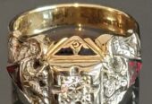 10K GOLD DIAMOND MASONIC SCOTTISH RITE 32ND DEGREE DOUBLE EAGLE RING 12 $995.